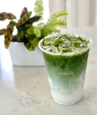 Ice lavender Matcha latte