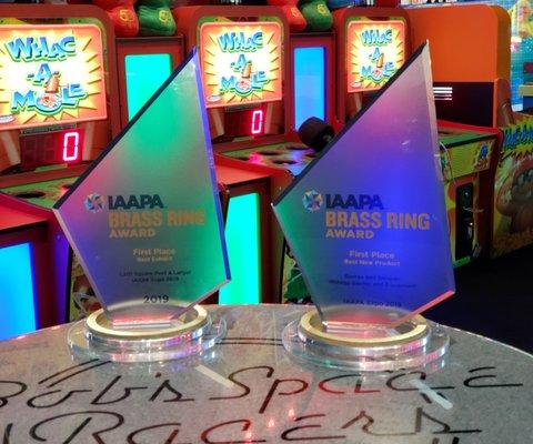 Brass Ring Awards that Bob's Space Racers has won for their products.