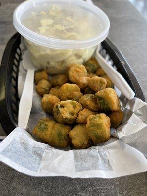 Fried okra and potato salad