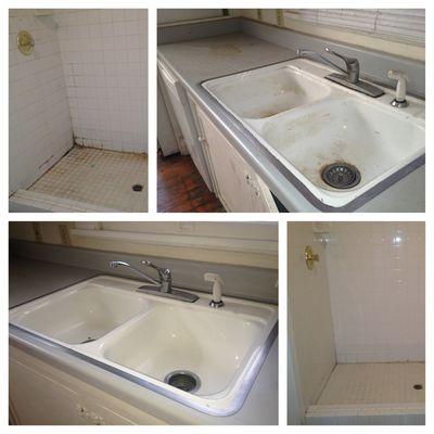 Before and after bathroom cleaning