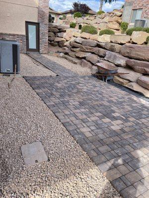 Backyard concrete paver patio