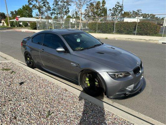 BMW M3 with 70% ceramic tint on the windshield and 30% carbon tint all around.