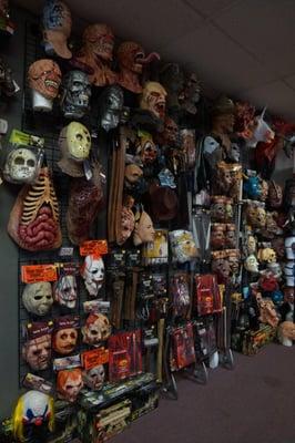 More of the mask wall at Zombie Gear.