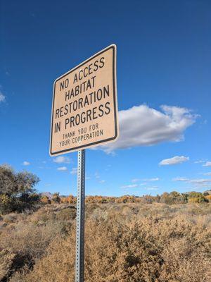 Habitat Restoration in Progress sign