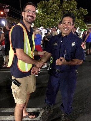 Having fun with our firefighters at The monthly Kihei 4th Friday event