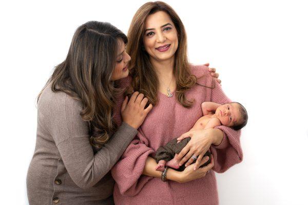 newborn, mom and grandma