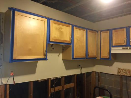 Kitchen after drywall and floor was taken out