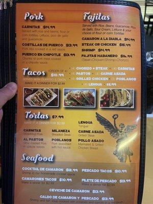 Pork / Fajitas / Tacos / Tortas / Seafood