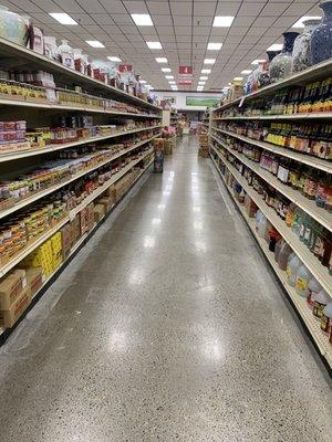 Canned goods and soy sauce of different calibers