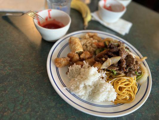 Plate #2 for me from the buffet. I enjoyed the noodles, Mongolian beef, sesame chicken, sweet & sour chicken, and all the vegetables!