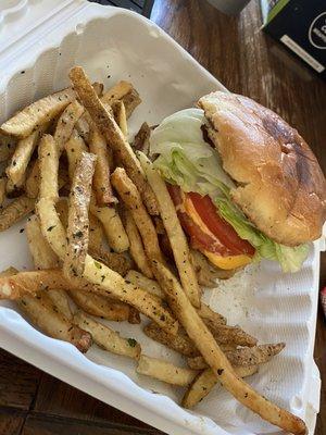 Burger and fries