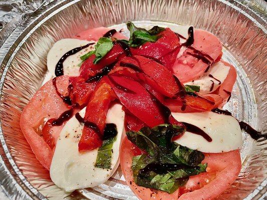 Caprese Salad: I add my own Balsamic Glaze because I don't like the restaurant vinegar version.