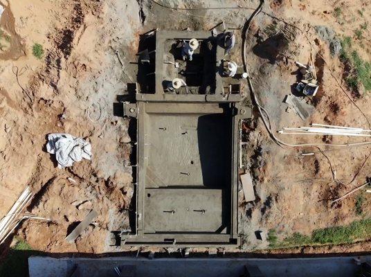 Overhead of Gunite pool & hot-tub