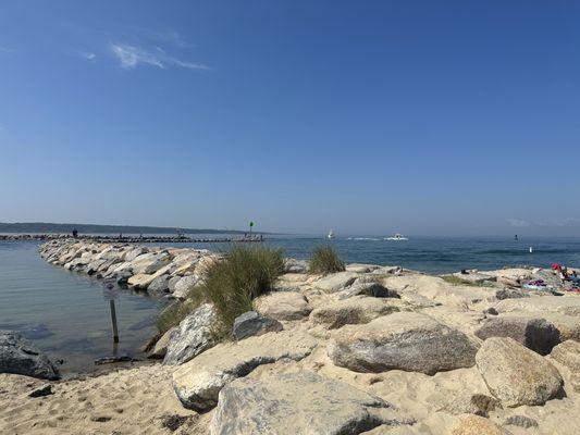 Beach next to gas station