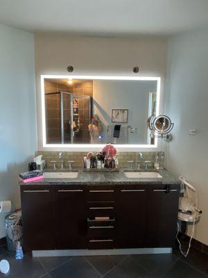 Loving my new LED mirror! Making progress on my bathroom.. Amazing job! Will hire again soon