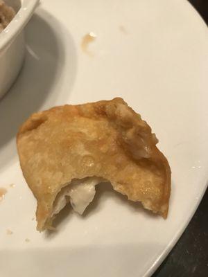 Crab Rangoon very skinny and bland