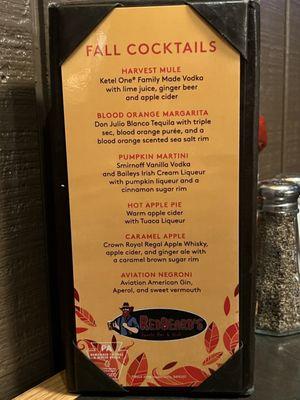 Fall Cocktail Menu