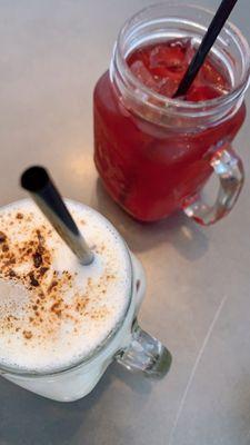 Creme Brulee Latte and Homemade Hisbiscus Lemonade