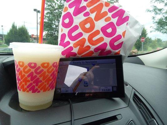 Ready to soooooo!  Lemonade coolatta and power breakfast for lunch.