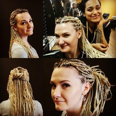 Natashia is the best! Blonde braids with jewelry