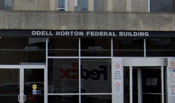 basement entrance of Odell Horton Federal Building (on North Front Street), which houses the IRS office on the first floor