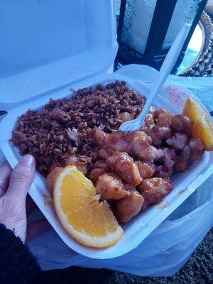 Lunch special fried rice and orange chicken