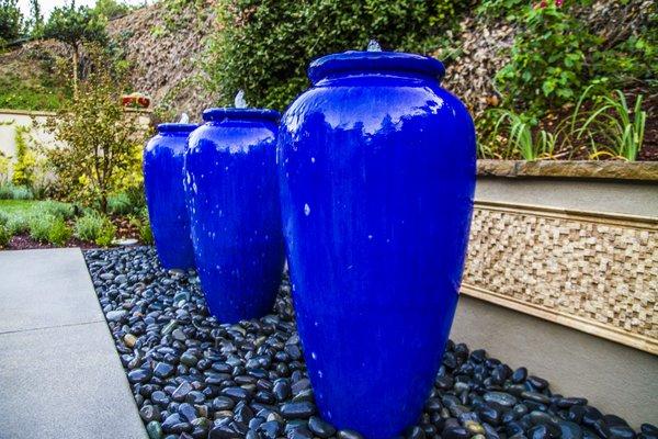 Triple pot water feature in Hollywood Hills