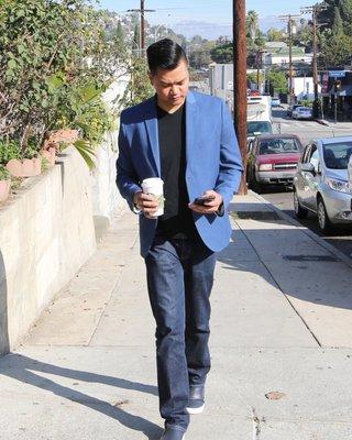 The daily essentials of today's realtor: blazer, phone, and most importantly - coffee! (DRE# 02001410).