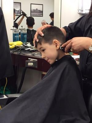 First time getting a big boy haircut at the barber shop!