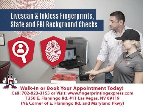 Livescan Fingerprint Service in Las Vegas Nevada Near UNLV