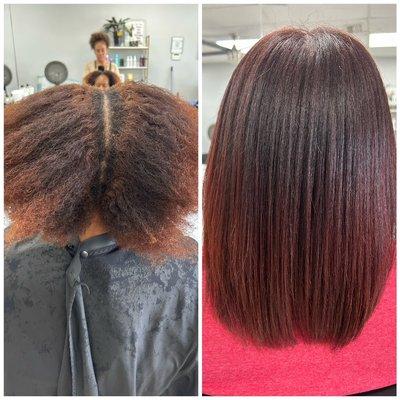 By Yovanna. Color, Natural blowout, Proplex Ozone Micro Mist hair steamer treatment, trim