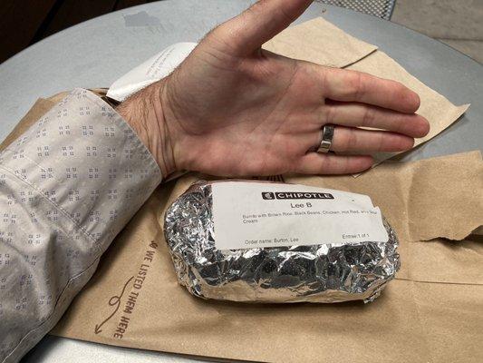 World's smallest burrito. This is getting embarrassing.