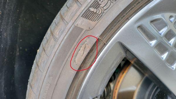 I barely driven 75 miles and had this car for less than 5 days and notice the tire damage on the same wheel