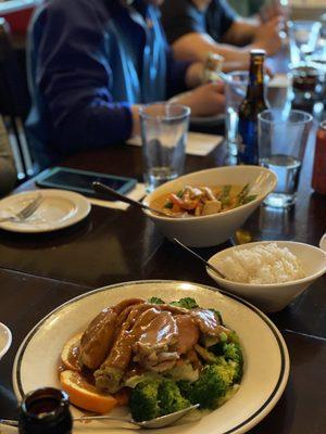 Panang curry and peanut chicken and rice