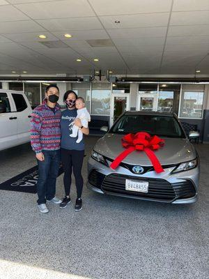 Taken April 2022. Our new 2022 Camry Hybrid in Celestial Silver Metallic. Thanks Eric!