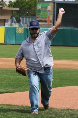 One of our Foster Parents threw out the first pitch at our Foster Family Appreciation event at the Stockton Ports baseball game.