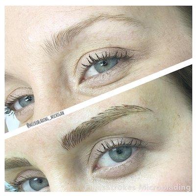 Natural looking eyebrow microblading. Fine Strokes, just like your eyebrow hair.