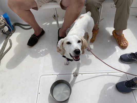 Josie as First Mate on the small boat.