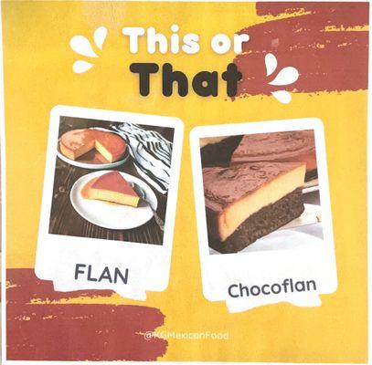 Flan $5.00 ChocoFlan $6.00