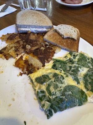 Spinach omelette with Swiss cheese