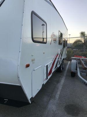 Wash, wax, polish. We spent the entire day getting this 2012 toy hauler to shine again. RV detailing, RV wash, RV wax, RV polish.