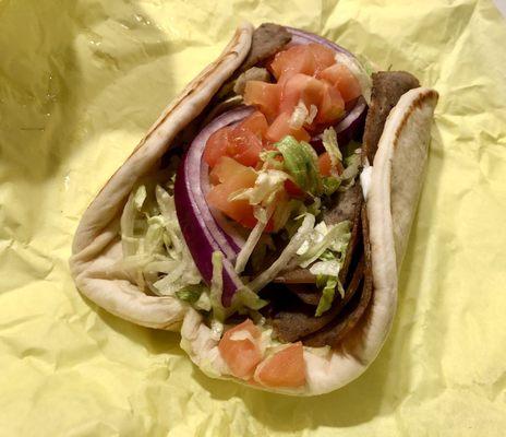 Gyro in wrapper from company.