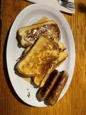 French toast and links. The FT was light and custardy just like it should be.