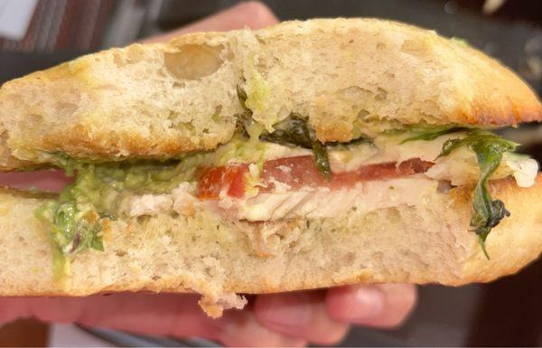 Turkey Pesto Ciabatta that cost $16 for one slice of turkey lol