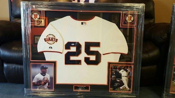 Barry Bonds jersey framed by Tony at ManCave Memorabilia