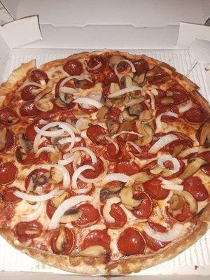 Pepperoni mushroom and onion