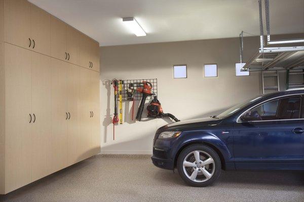 Floor to ceiling Maple Garage Cabinets