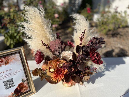 Floral arrangement for our guestbook and registry table