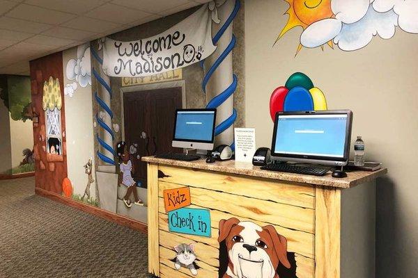 Children's Ministry check in desk