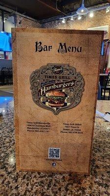 Bar Menu